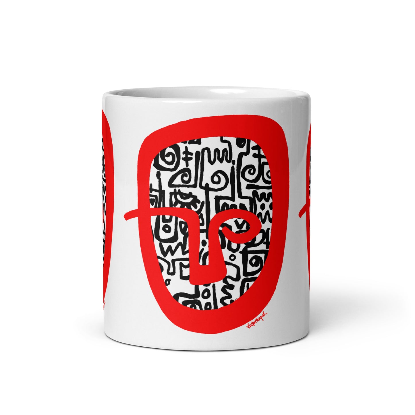 RED HEAD White glossy mug