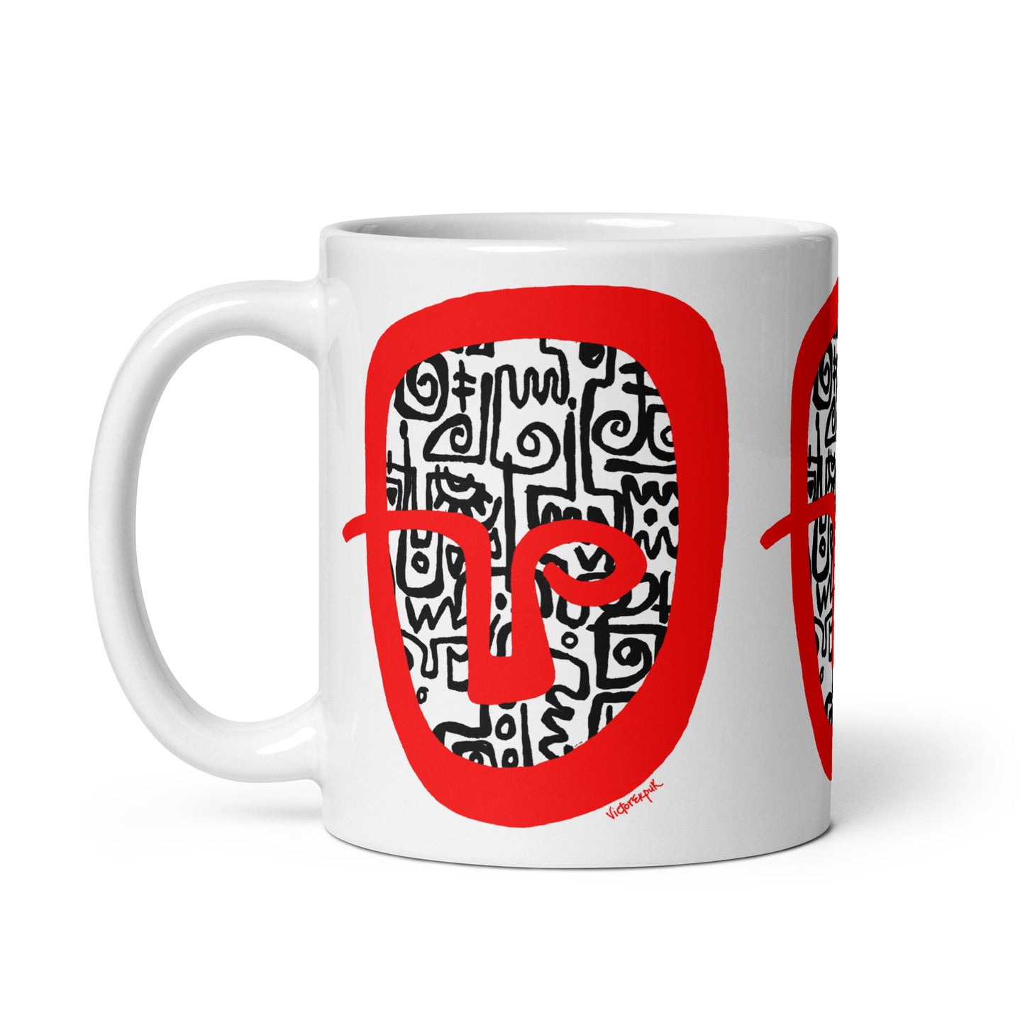 RED HEAD White glossy mug