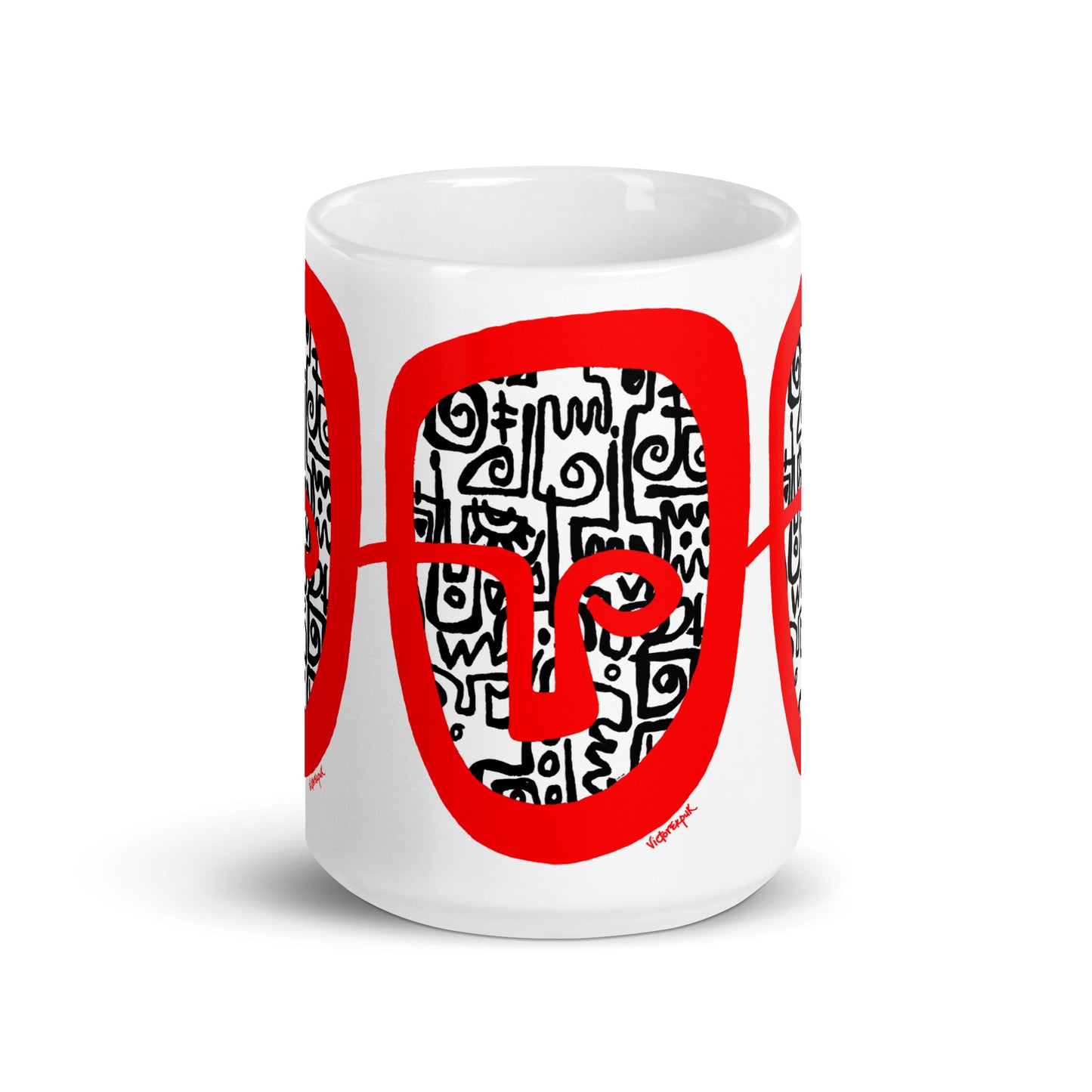 RED HEAD White glossy mug
