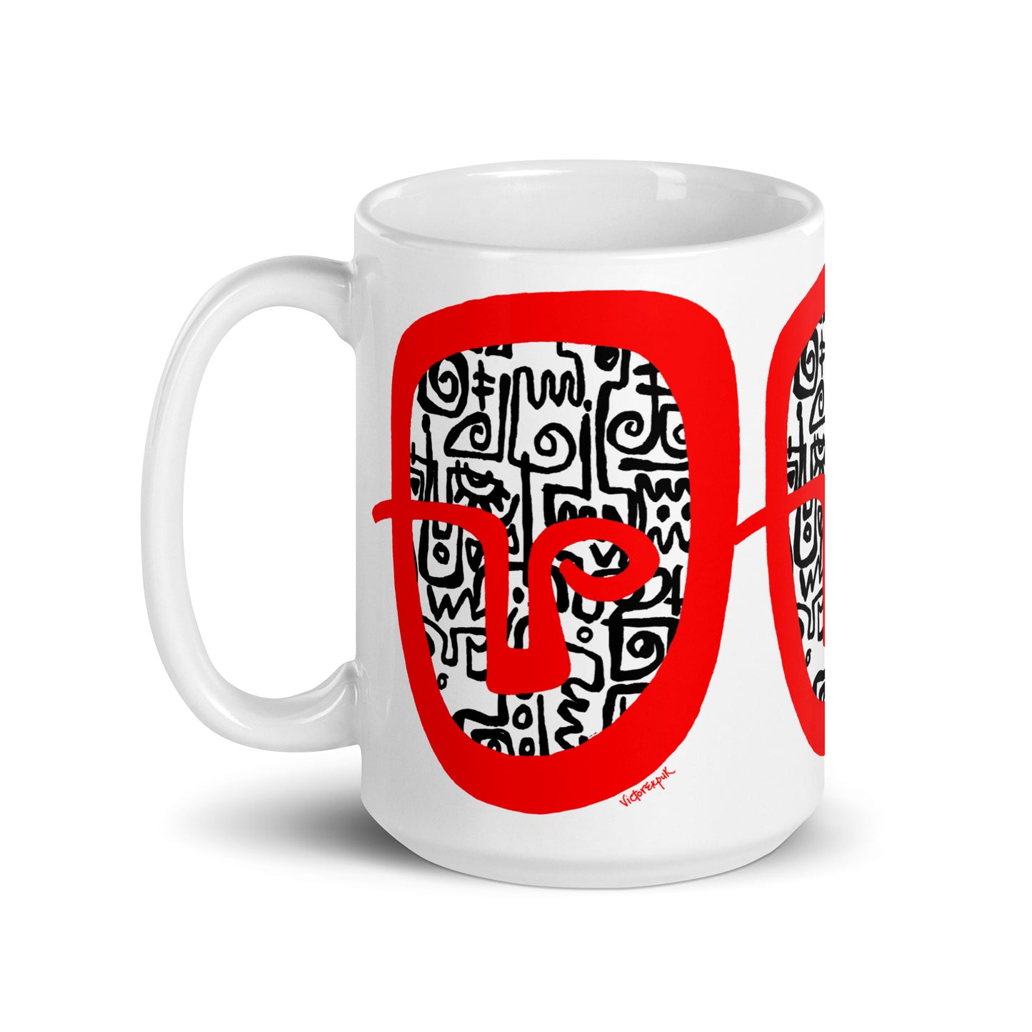 RED HEAD White glossy mug