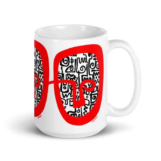 RED HEAD White glossy mug
