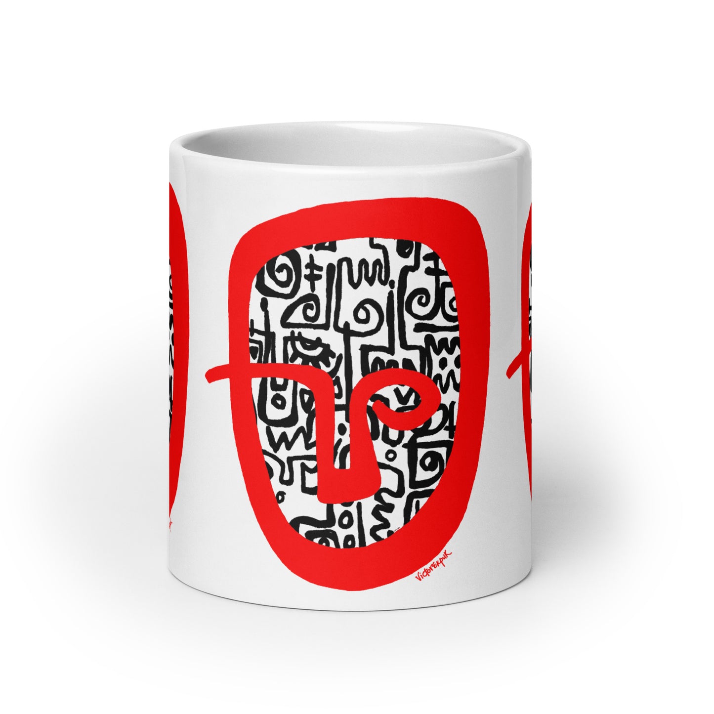 RED HEAD White glossy mug