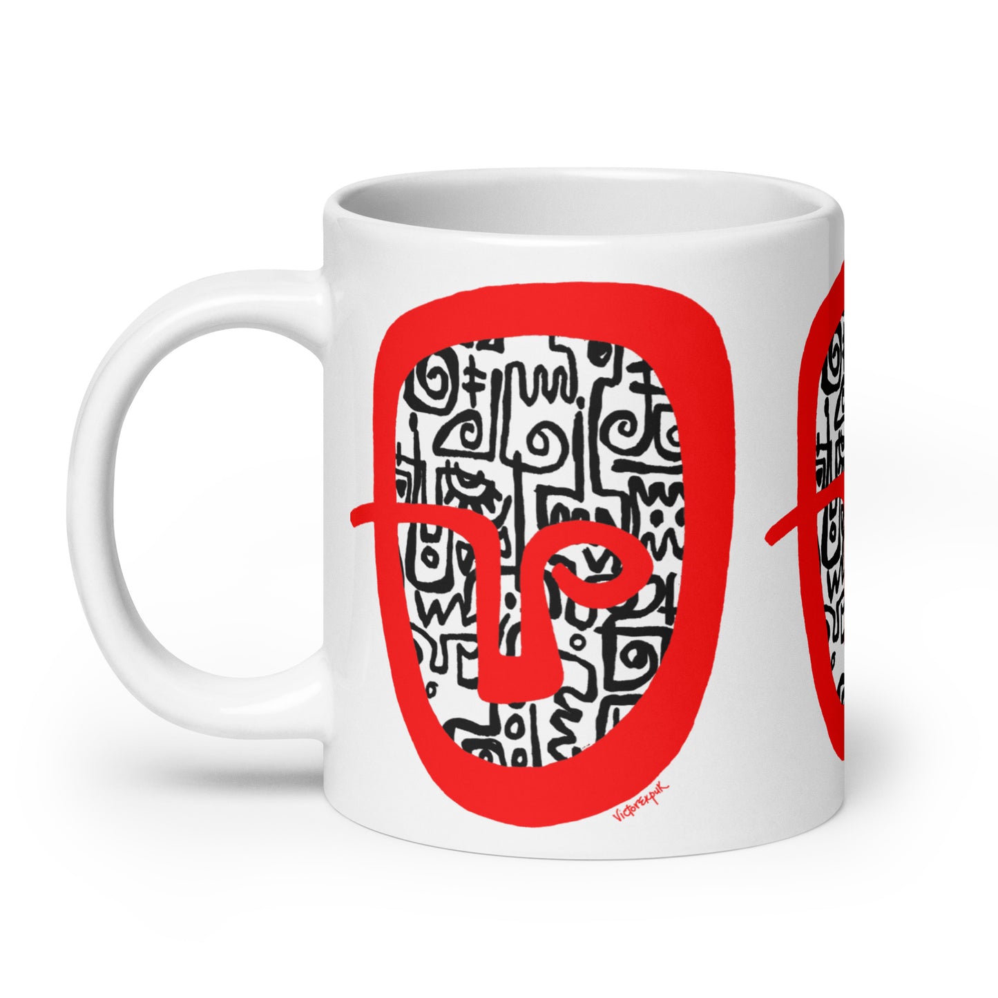 RED HEAD White glossy mug