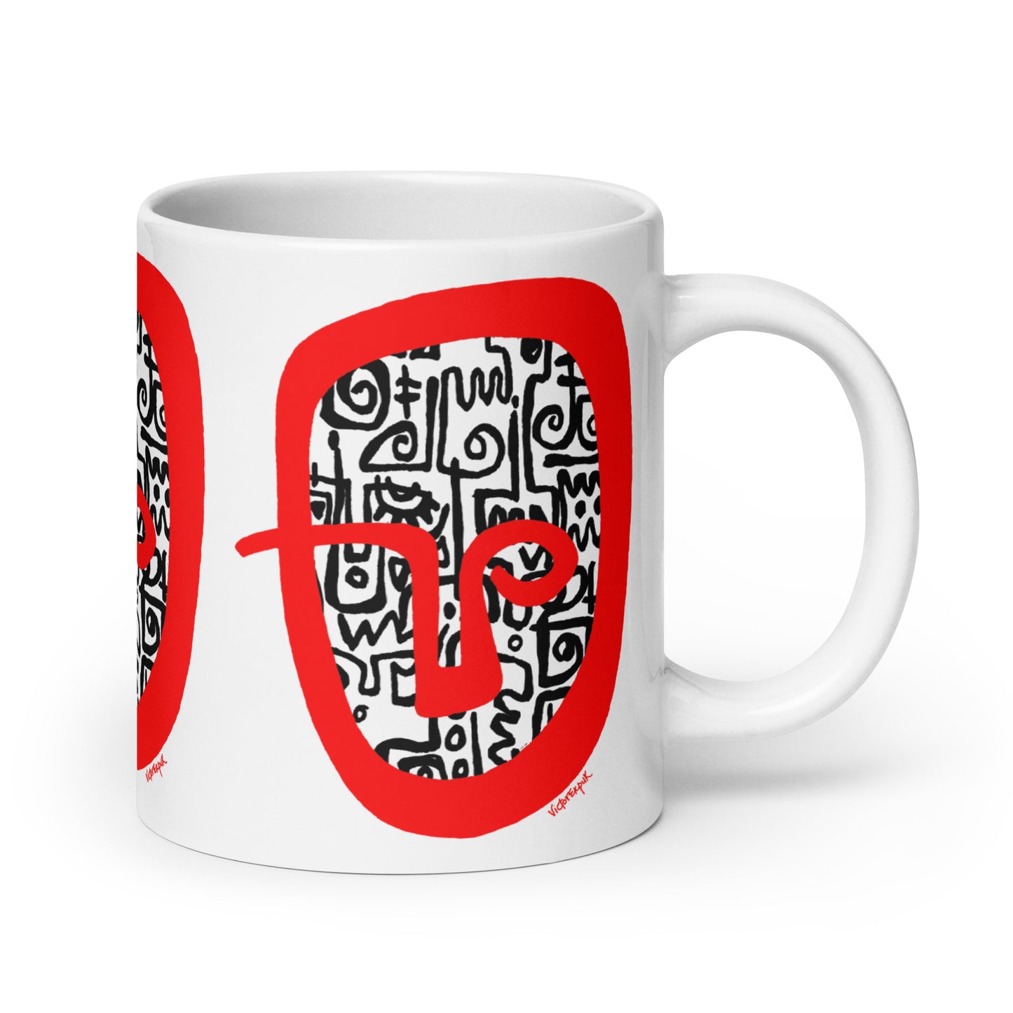 RED HEAD White glossy mug