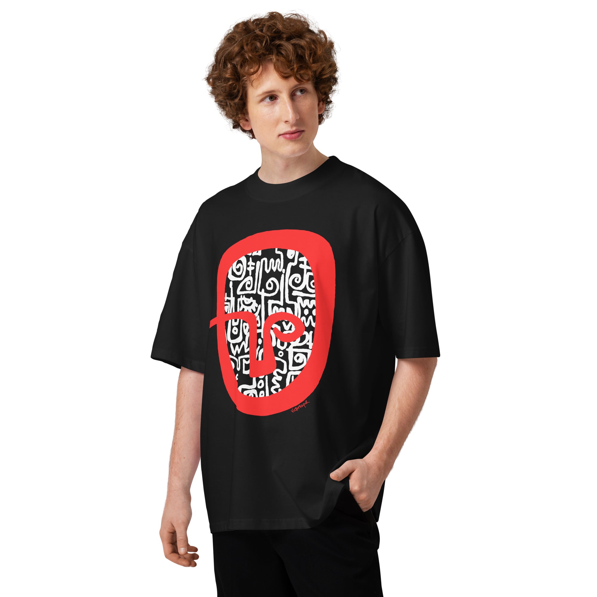 RED HEAD Unisex organic oversized high neck t-shirt