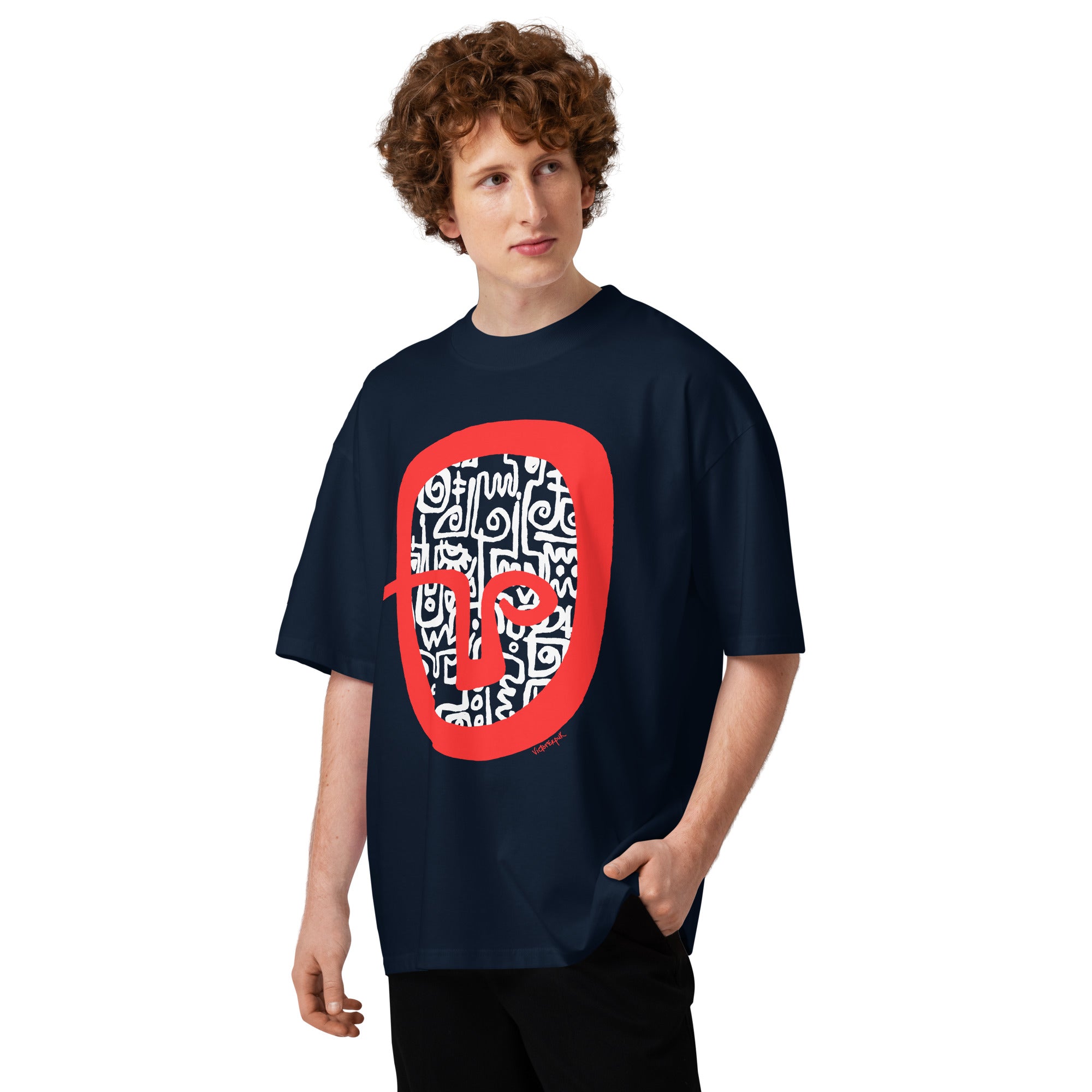 RED HEAD Unisex organic oversized high neck t-shirt