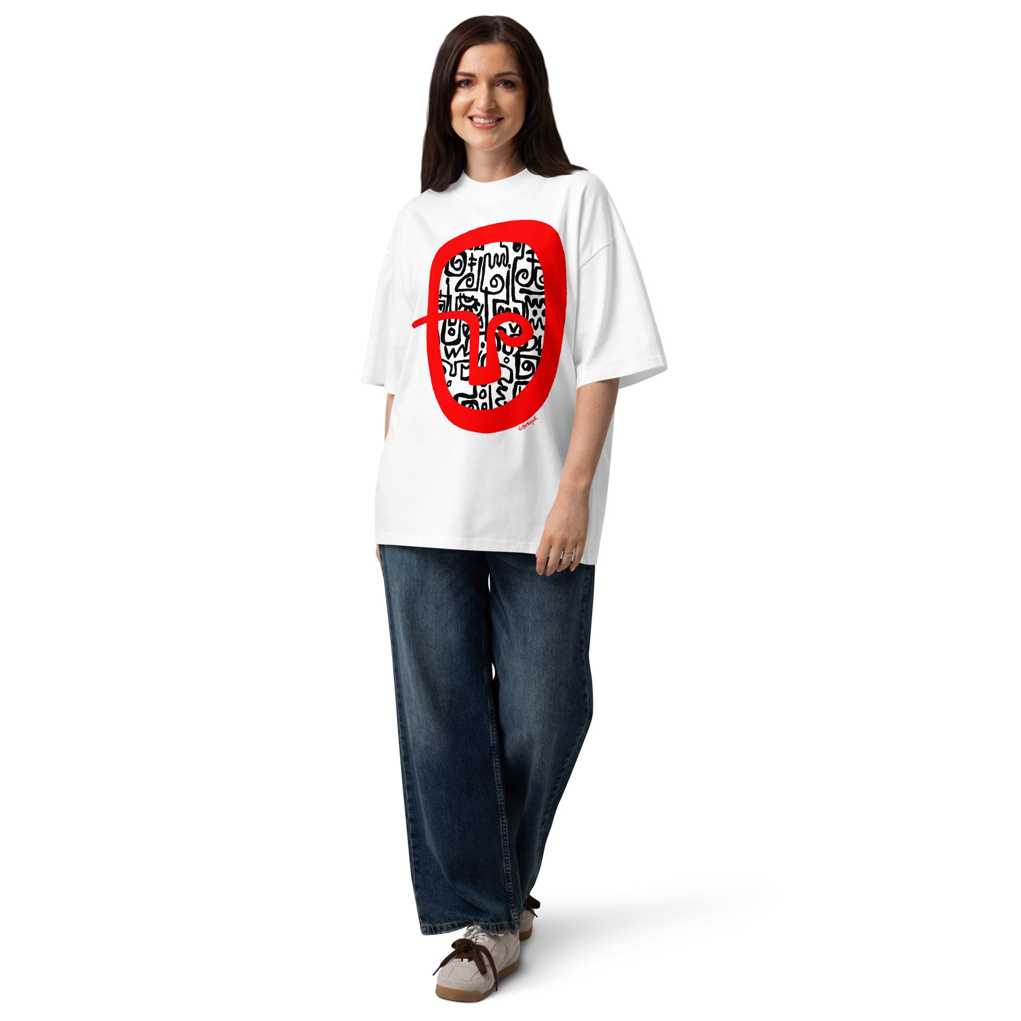 RED HEAD Unisex organic oversized high neck t-shirt – Vekpuk