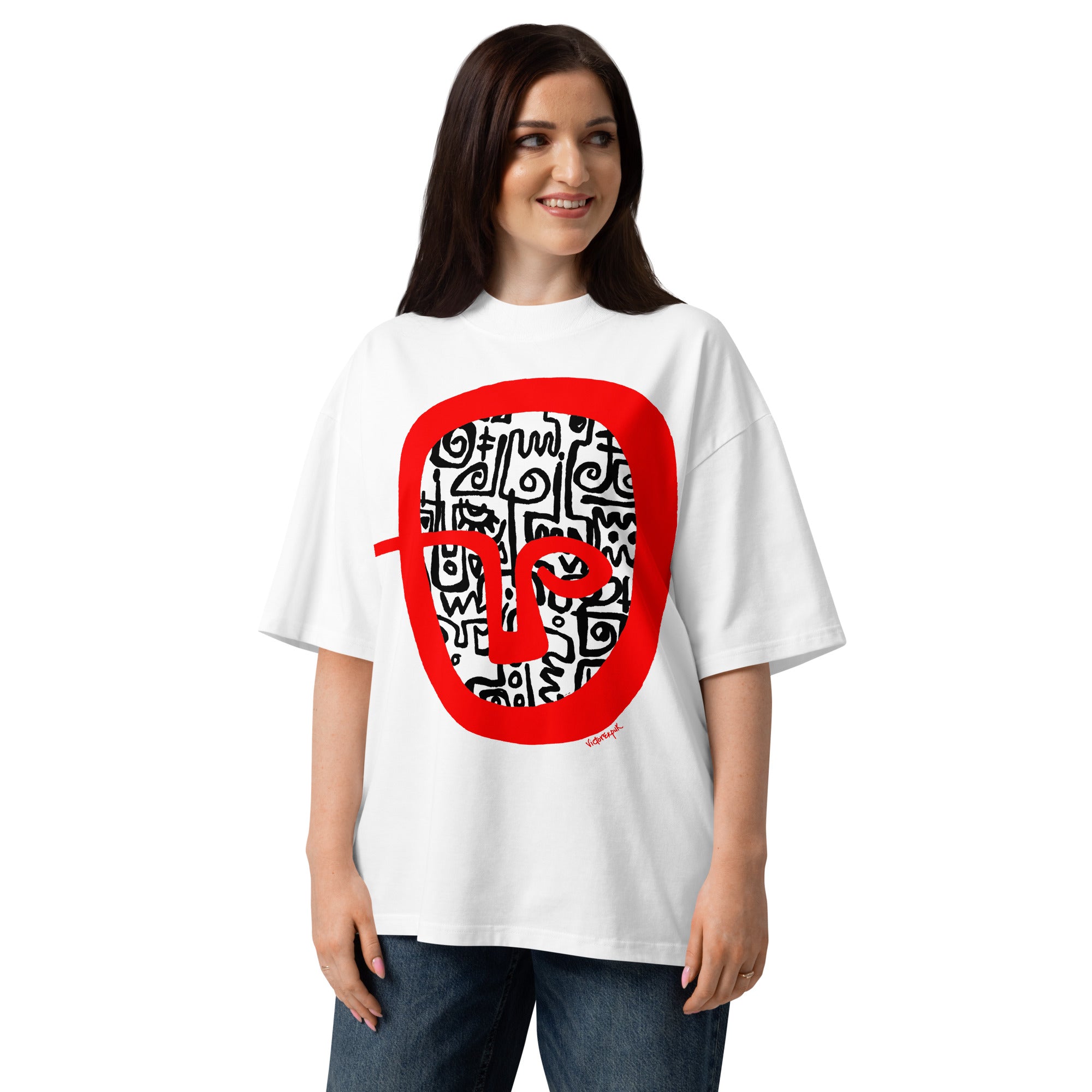RED HEAD Unisex organic oversized high neck t-shirt