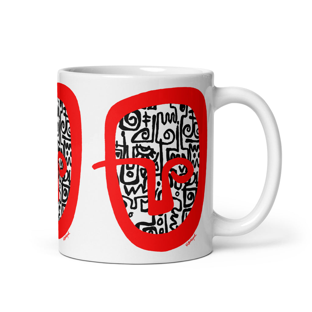 RED HEAD White glossy mug